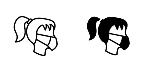 Person in mask flat Icons in line outline and flat solid style on white background