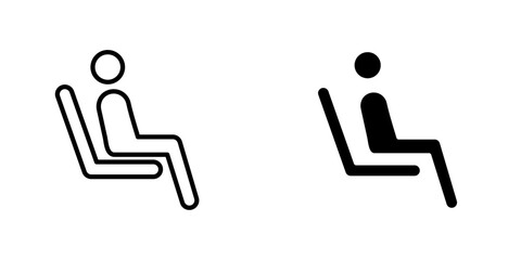 Person seat flat Icons in line outline and flat solid style on white background