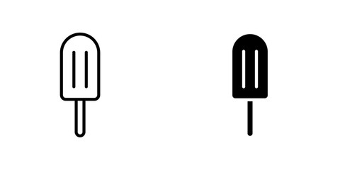 Popsicle flat Icons in line outline and flat solid style on white background