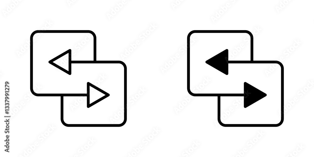 Poster replace flat icons in line outline and flat solid style on white background