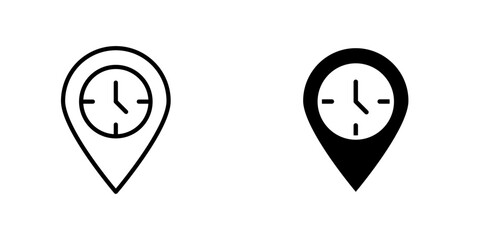 Real time location flat Icons in line outline and flat solid style on white background