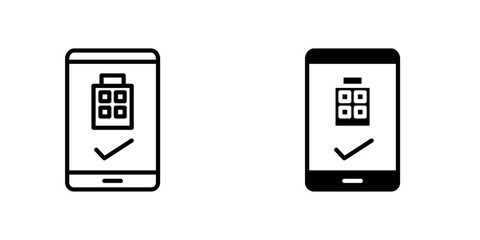 Reservation smartphone flat Icons in line outline and flat solid style on white background