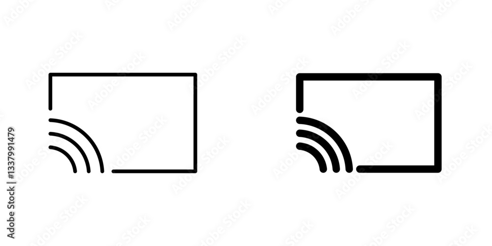 Fototapete screencast flat icons in line outline and flat solid style on white background