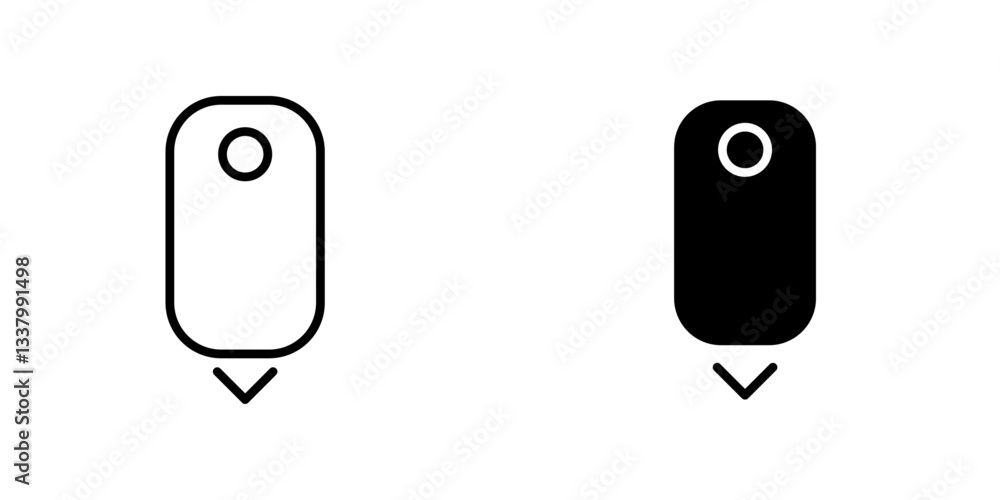 Poster scroll down computer mouse flat icons in line outline and flat solid style on white background
