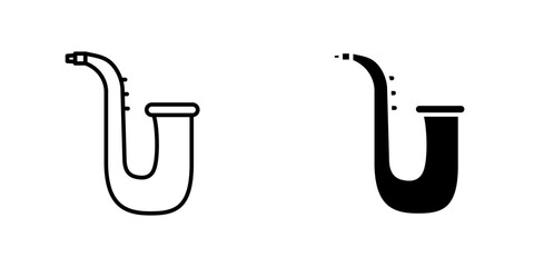 Saxophone flat Icons in line outline and flat solid style on white background