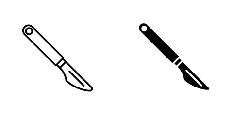 Scalpel flat Icons in line outline and flat solid style on white background