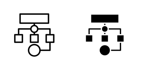 Sitemap flat Icons in line outline and flat solid style on white background