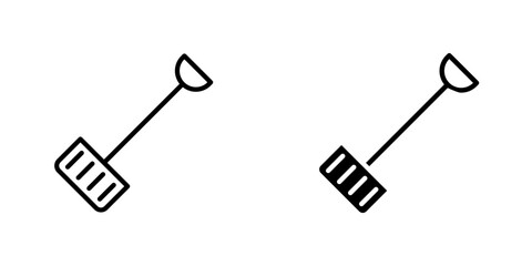 Snow shovel flat Icons in line outline and flat solid style on white background