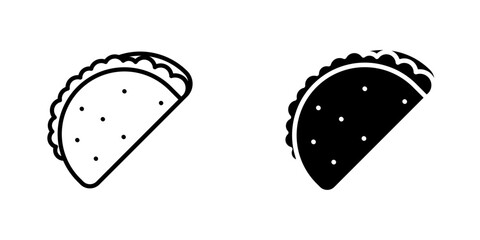 Taco flat Icons in line outline and flat solid style on white background