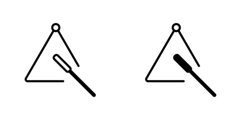Triangle music flat Icons in line outline and flat solid style on white background