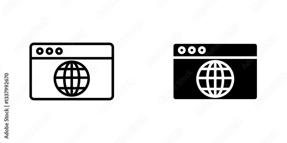 Poster website ui design flat icons in line outline and flat solid style on white background