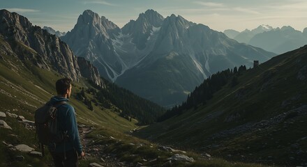 Obraz premium Hikers enjoying scenic mountain trails on a sunny summer day