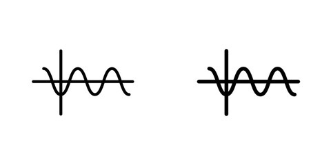 Wave sine flat Icons in line outline and flat solid style on white background