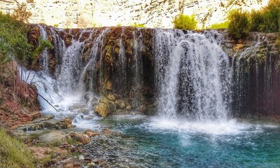 waterfalls of Havasupai located in a side canyon of the Grand Canyon within the Havasupai Indian Reservation