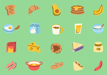 Breakfast Food Illustration Element Set
