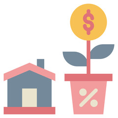 Fototapeta premium debt money home loan mortgage finance flat style icon