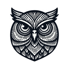 owl bird Engrave vector logo icon design illustration template