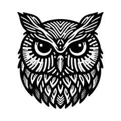 Obraz premium owl bird Engrave vector logo icon design illustration template