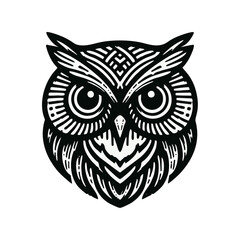 Fototapeta premium owl bird Engrave vector logo icon design illustration template