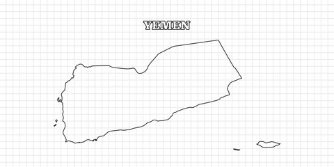 Yemen map travel with outline simple drawing version Illustration