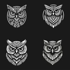 Obraz premium owl bird Engrave vector logo icon design illustration template