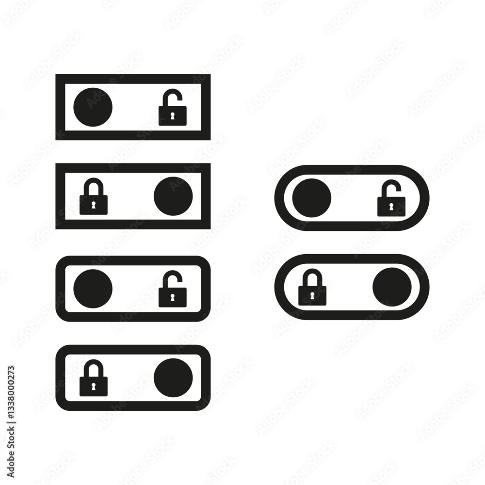 Poster toggle switch icon. lock symbol graphic. security toggle sign. vector illustration.