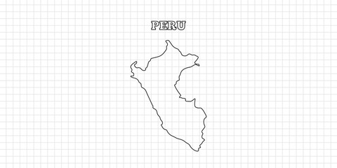 Peru map travel with outline simple drawing version Illustration