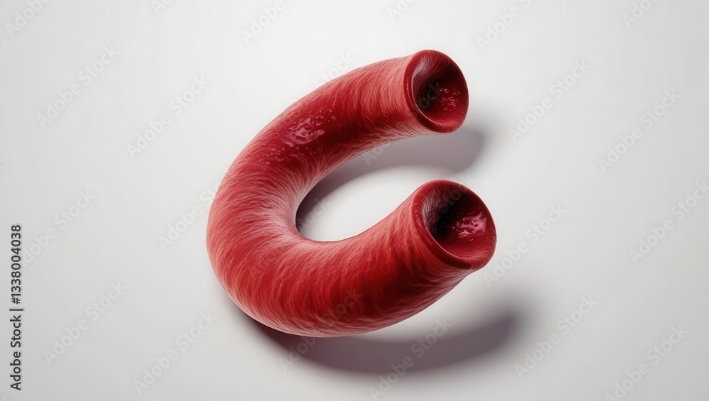 Poster 3d concept cell anatomy biological. curved red object resembling a pipe or intestine.