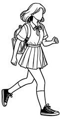 High School Female Student Running.