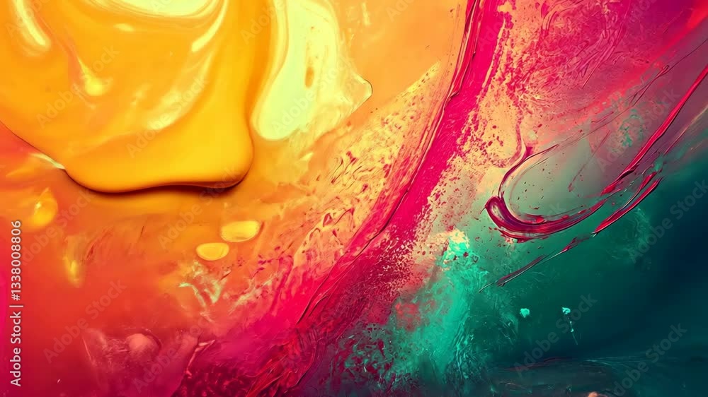 Poster vibrant abstract art composition showcasing vivid colors blending together in dynamic patterns