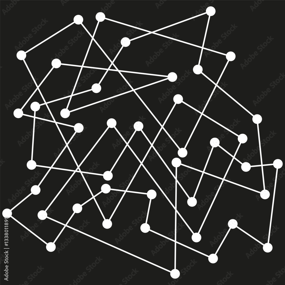 Aufkleber connecting dot mesh. white line network. abstract black background. vector modern diagram.
