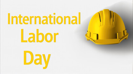 Yellow Hard Hat Symbolizing International Labor Day Celebration with Bold Text Design for Safety and Worker Appreciation Events