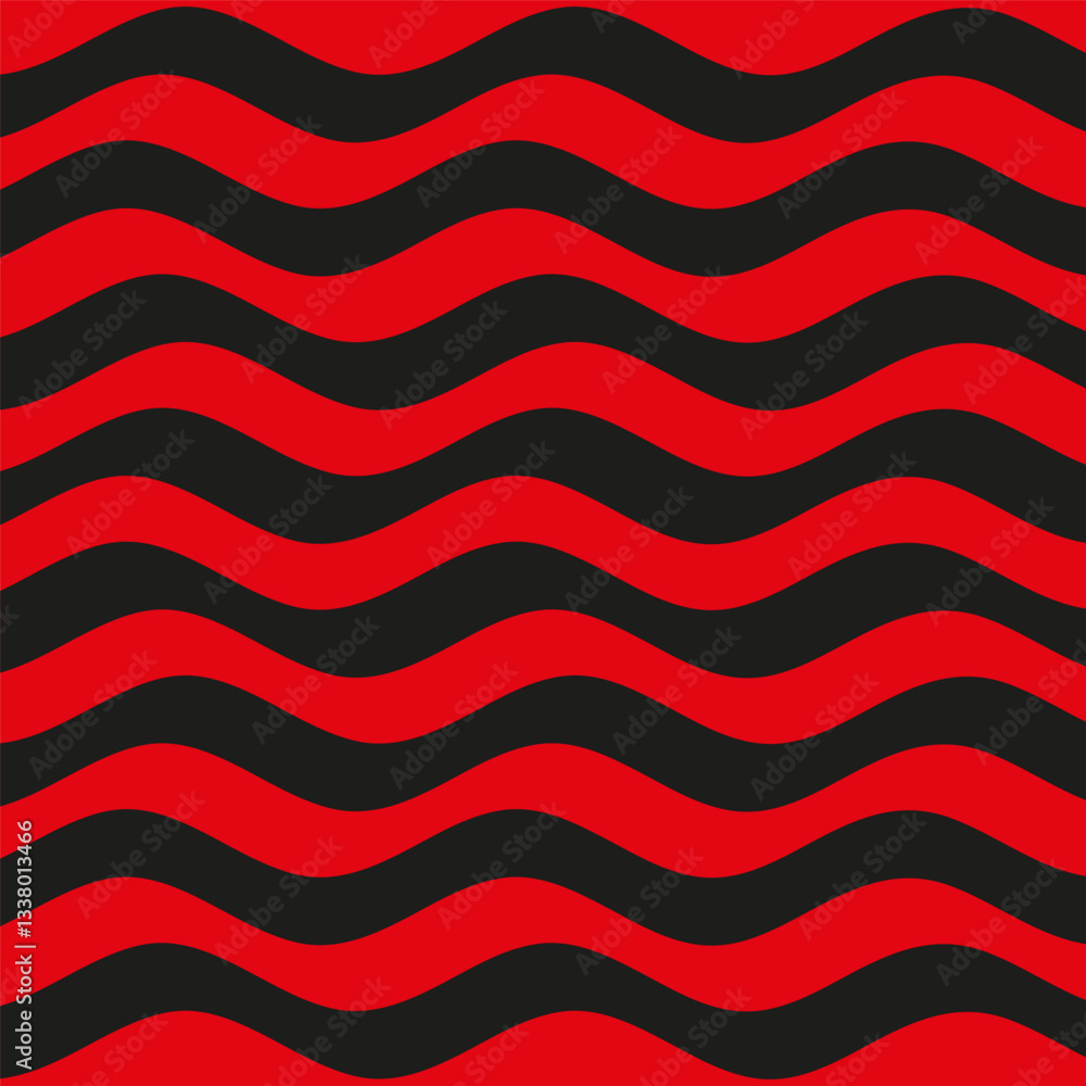 Poster red black waves. abstract fluid pattern. geometric curved design. vector motion background.