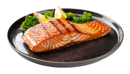 おいしそうなグリルされたサーモン（JPEG/PNG）