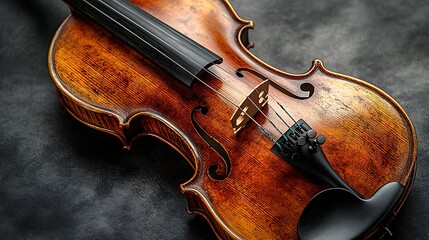 Antique Violin Close Up Polished Wood Fine Strings Musical Instrument Detail