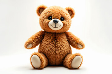 A charming teddy bear with soft, fluffy fur and a sweet smile, perfect for a child's toy or a comforting companion.