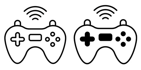 Gamepad editable stroke outline icon isolated on white background flat vector illustration, black outline, Pixel perfect