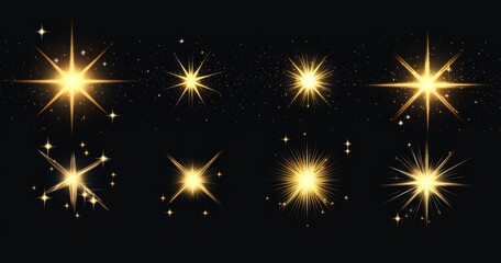 Naklejka premium Golden starburst effects set