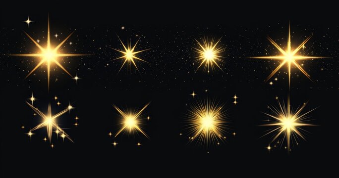 Golden starburst effects set