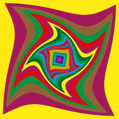 Abstract wave pattern. Colorful distorted shape. Psychedelic optical effect. Vector artwork.