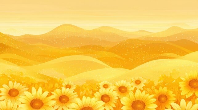 Golden Hills and Sunflowers A Serene Summer Landscape