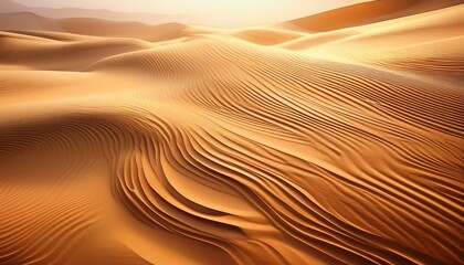 Soft, photography-inspired painting of warm sand ripples shaped by wind, gentle gradients, blurred edges, golden tones, and subtle light reflections for a serene desert feel.