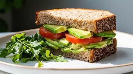Delicious Fresh Sandwich Loaded with Lettuce and Juicy Tomatoes Ready to Enjoy