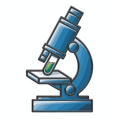 Blue Microscope Icon with Green Sample