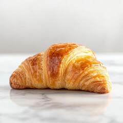Golden Croissant with Honey Glaze &ndash; Minimalist Caf&eacute; Menu Stock Image