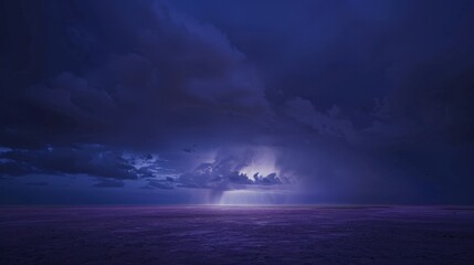 Lightning cuts through the abstract night sky. Dark clouds churn, signaling the storm's presence.