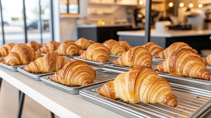 Delicious Assortment of Croissants on Rustic Wooden Table Setting