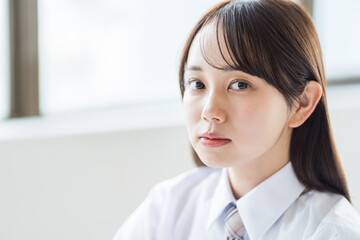 Obraz premium 勉強をする女子高校生。
