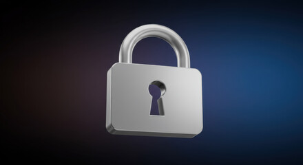 Fototapeta premium 3D icon of a silver padlock with a keyhole representing security