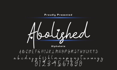 Obraz premium Lettering signature font isolated on black background. brush style alphabet. Vector logo letters.